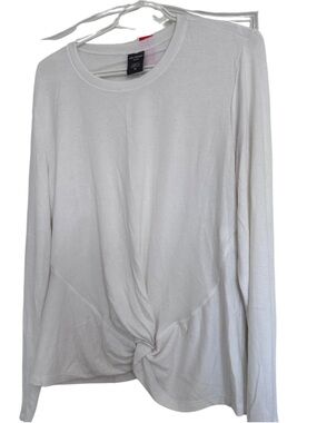 Joe Fresh Cream Long Sleeve Twist-Knot Top